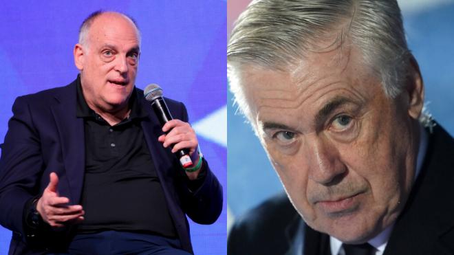 Javier Tebas y Carlo Ancelotti (Montaje: Cordon Press)