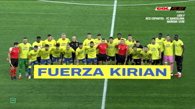 Homenaje a Kirian Rodríguez antes del Las Palmas-Villarreal (Captura: GOL).