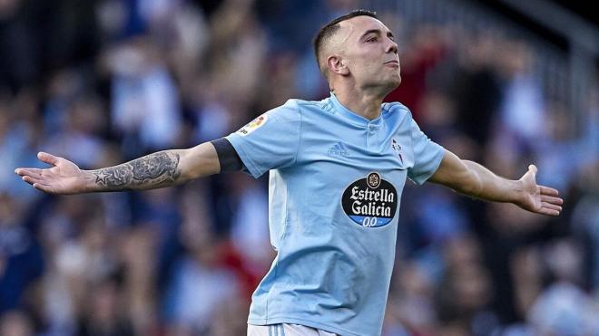 Iago Aspas celebra uno de sus goles en la remontada al Villarreal en 2019 (Foto: EFE).