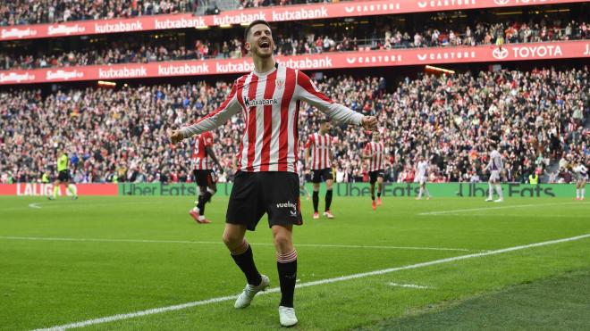 Hat-Trick del navarro Oihan Sancet ante el Girona FC este sábado en San Mamés (Foto: Athletic Club).