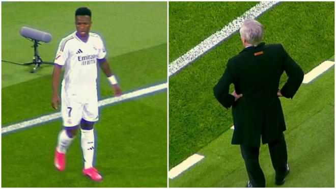 Carlo Ancelotti se desesperó con Vinicius en el Real Madrid-Atlético.