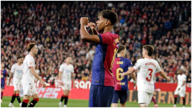 Lamine Yamal, durante el Sevilla-Barcelona (foto: Cordon Press).