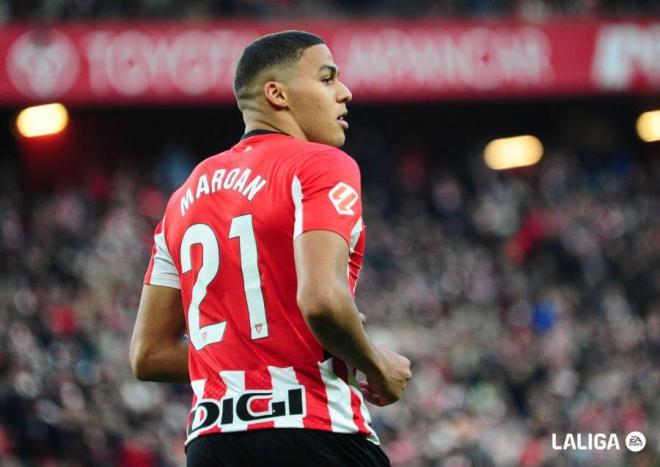 Maroan Sannadi ante el Girona en San Mamés. (Foto: LALIGA)