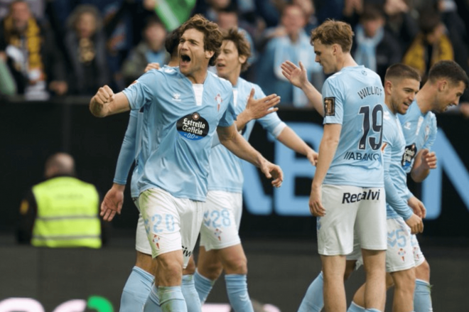 Celebración del gol de Williot Swedberg (Foto: RC Celta).