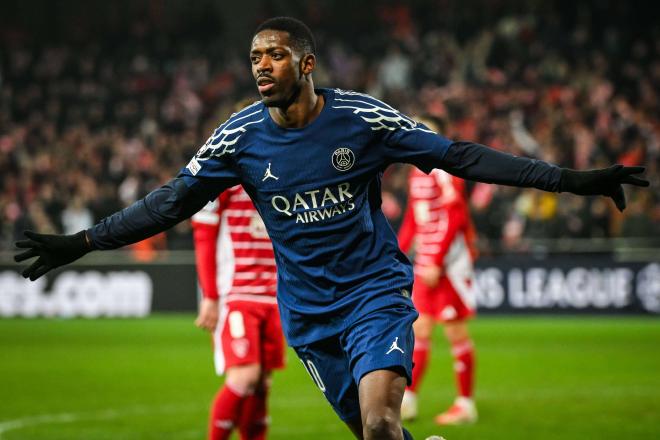 Dembélé celebra uno de sus goles en el Brest-PSG (FOTO: Cordón Press).