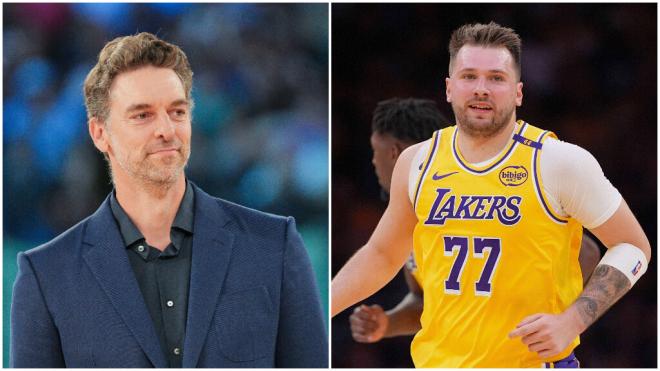 Pau Gasol y Luka Doncic en su debut con los Lakers (Cordon Press)