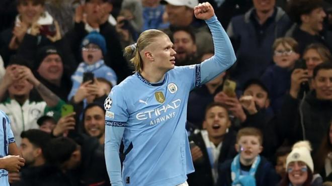 Erling Haaland celebra su primer gol contra el Real Madrid (EFE)