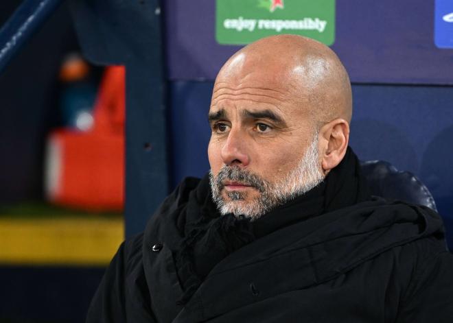 Pep Guardiola, en el banquillo durante el City-Real Madrid (FOTO: Cordón Press).