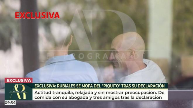 Luis Rubiales y Albert Luque en la comida tras prestar declaración (El programa de Ana Rosa)