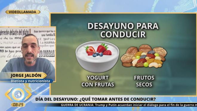 Jorge Jaldón, dietista-nutricionista-, propone un desayuno si vas a conducir (Foto: La mirada crí