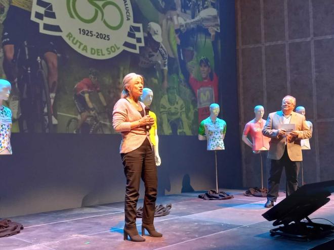 La consejera, Patricia del Pozo, en la presentación de la Vuelta Ciclista a Andalucía 2025.