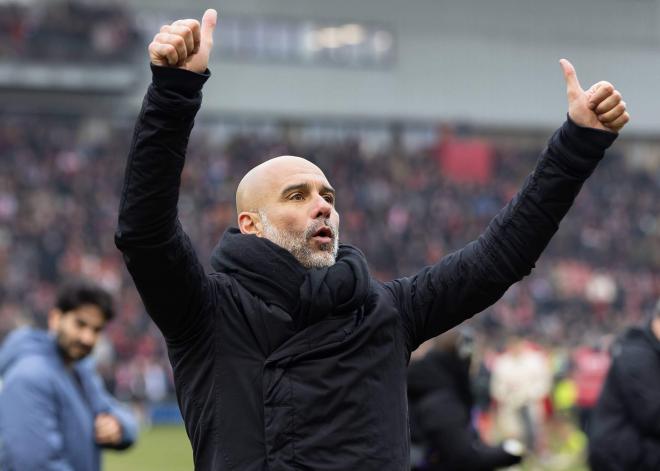 Pep Guardiola celebra una victoria con el Manchester City (Foto: CordonPress).