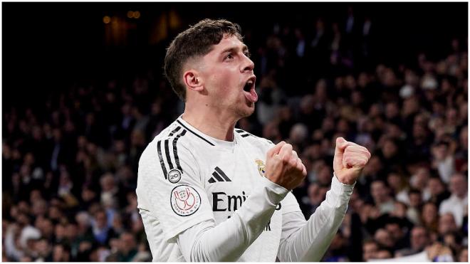 Fede Valverde celebrando un gol con el Real Madrid. (Foto: Cordon Press)