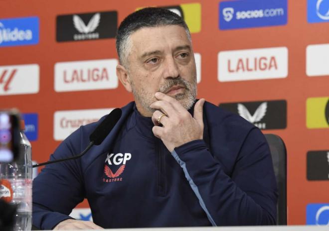 Xavier García Pimienta, en la rueda de prensa previa al partido ante el Real Valladolid (Foto: Kiko Hurtado).