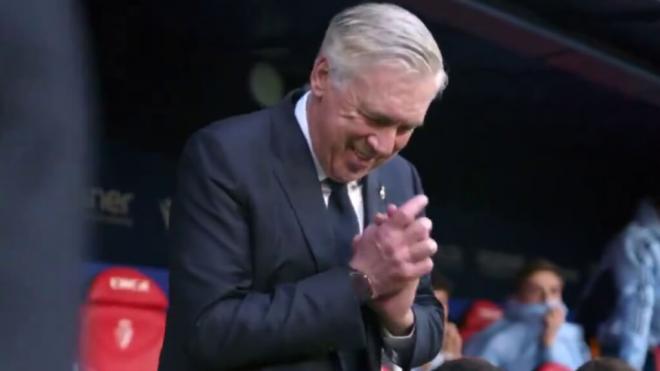 Carlo Ancelotti tras el penalti de Camavinga (DAZN)