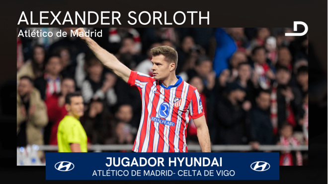 Alexander Sorloth, jugador Hyundai del Atlético de Madrid- Celta de Vigo.