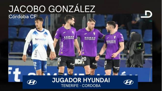 Jacobo González, Jugador Hyundai del Tenerife - Córdoba.