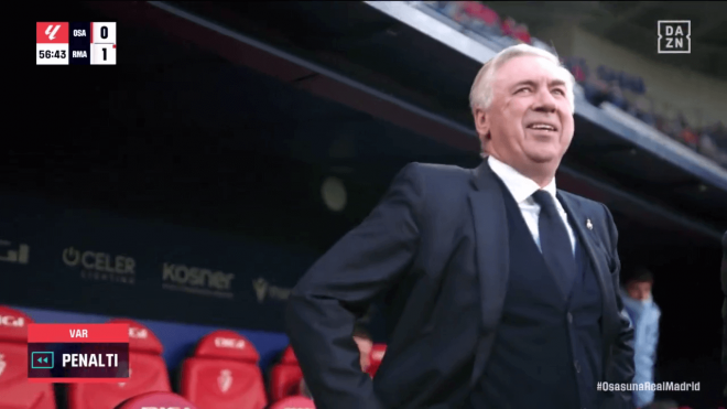 Ancelotti se echa a reír con el penalti de Camavinga (DAZN)