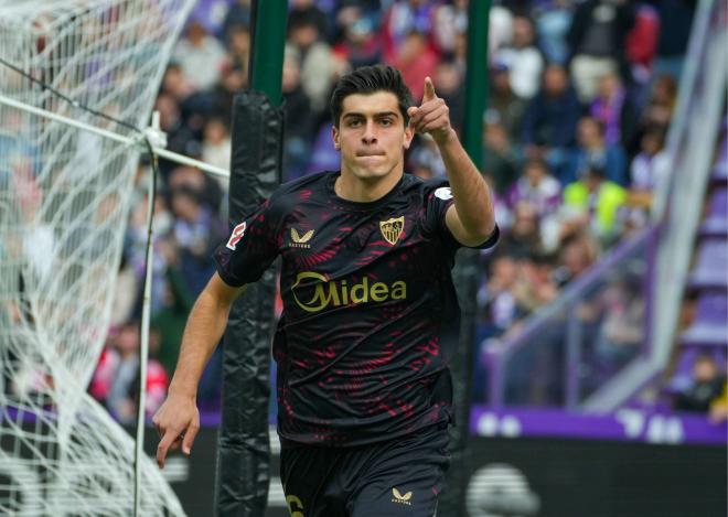 Celebración del tanto de Juanlu ante el Real Valladolid (Foto: Cordon Press).