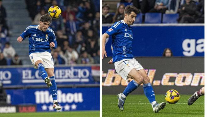 Nacho Vidal y César de la Hoz, en el Real Oviedo-Albacete (Foto: LALIGA).