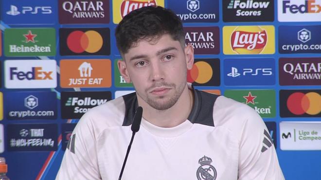 Fede Valverde en la rueda de prensa previa al City