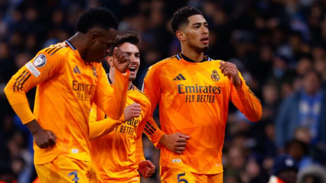 El Real Madrid celebrando su gol ante el Manchester City (Europa Press)