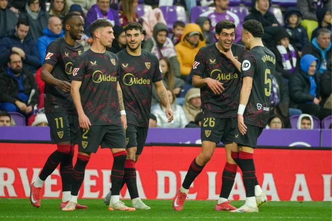 Celebración de uno de los goles de Juanlu ante el Real Valladolid (Foto: Cordon Press).