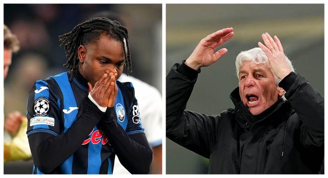 Ademola Lookman y Gasperini, entrenador de la Atalanta (Fotos: Cordon Press).