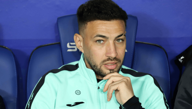 Munir El Haddadi, en el banquillo del Leganés (Foto: Cordon Press).