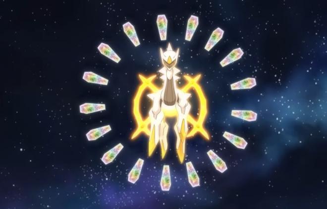 Una de las escenas de Arceus en Pokémon.