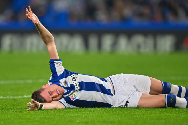 Luka Sucic, lesionado en el Real Sociedad - Mydtjylland (Foto: CordonPress).