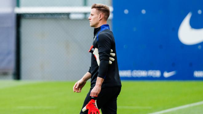 Ter Stegen en el entrenamiento del Barcelona (Europa Press)