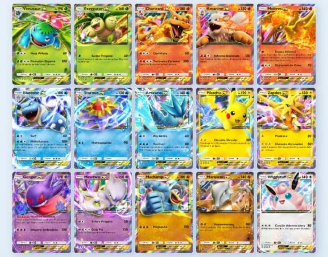 Las 15 cartas de cuatro rombos en Genes Formidables, la primera tirada de Pokémon Pocket.