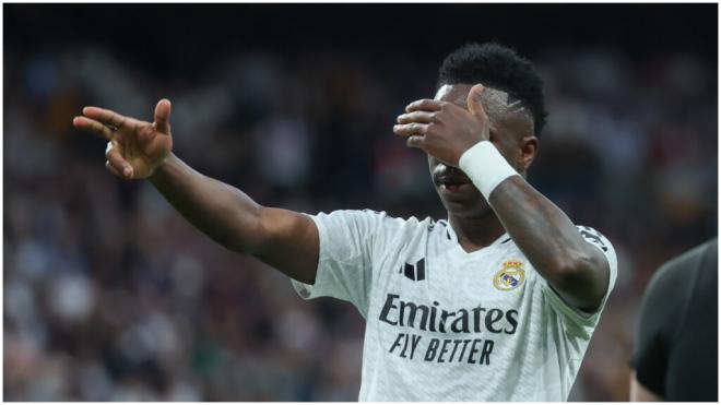 Vinicius Jr celebrando su gol frente al Girona. (Foto: EFE)