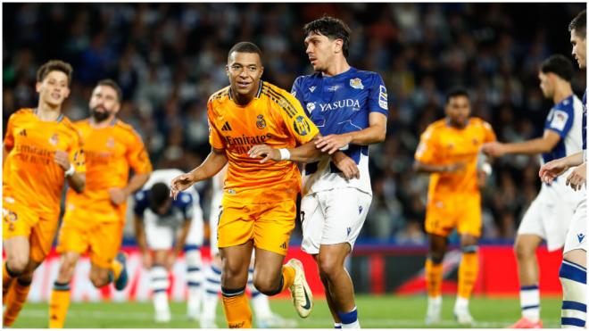 Kylian Mbappé celebrando un gol frente a la Real Sociedad. (Foto: Europa Press)