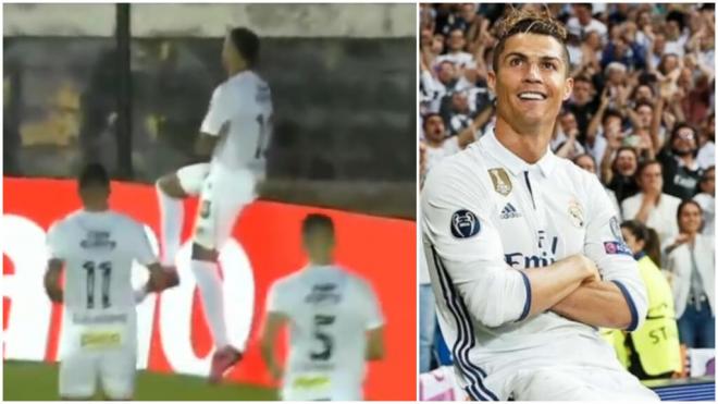 La celebración de Neymar al estilo de Cristiano Ronaldo. (Foto: Redes Sociales)