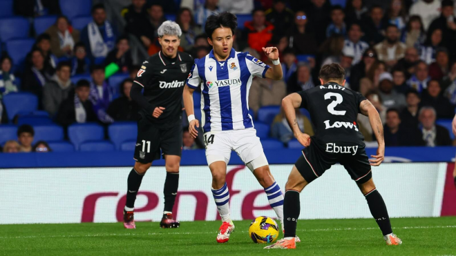 Take Kubo ante el Leganés. (Foto: Real Sociedad)