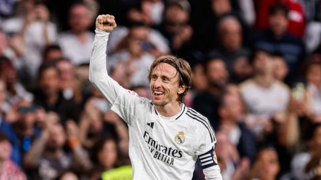 Luka Modric celebrando su gol ante el Girona (X: @realmadrid)