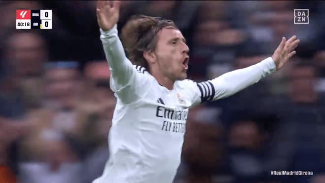 Luka Modric, celebrando su golazo al Girona (DAZN)