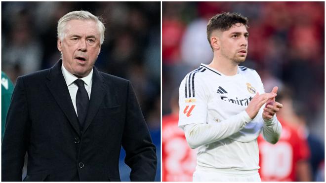 Ancelotti y Fede Valverde. (Foto: Europa Press)