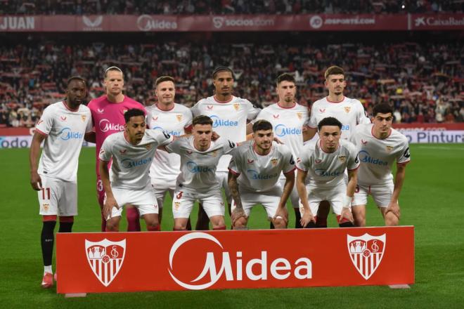 El once del Sevilla en el partido ante el Mallorca (Foto: Kiko Hurtado):