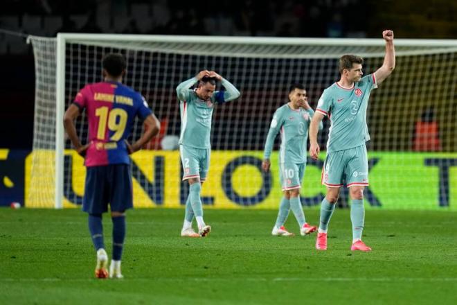 Sorloth celebra el 4-4 en Montjuic. (Foto: EFE)