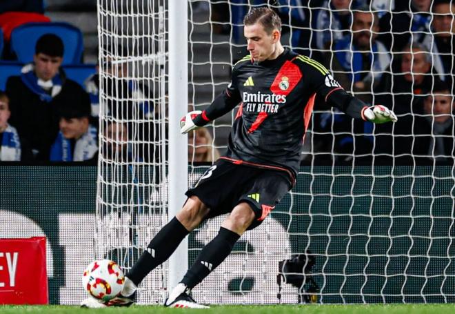 Lunin en el partido de Copa ante la Real Sociedad (Foto: RMA en X)