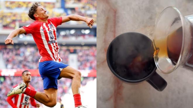 Fotomontaje de Marcos Llorente (izquierda) y el café que toma por las mañanas (derecha) (Fotos: @marcosllorente)