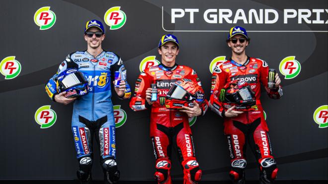 La primera fila del Gran Premio de Tailandia, con Marc Márquez como 'poleman' (Foto: Ducati).