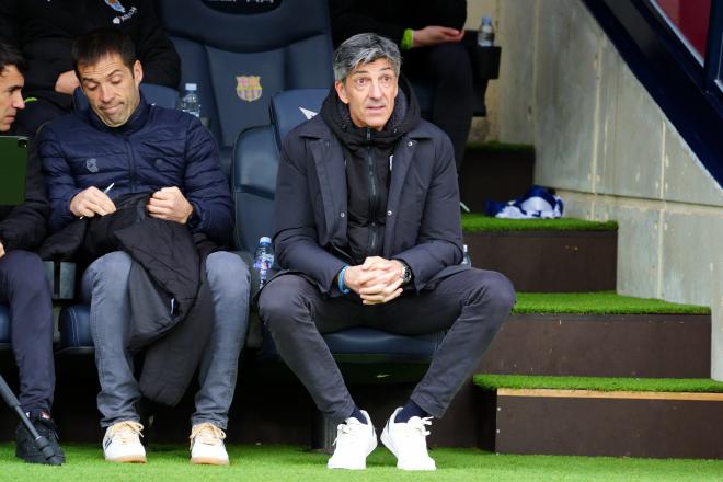 Imanol Alguacil, en el banquillo de Montjuïc (Foto: LaLiga).