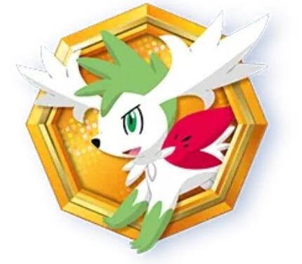 El simpático emblema de la forma cielo del pokémon singular.