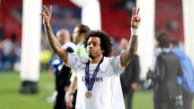 Marcelo durante la celebración de la Champions en 2014 (Fuente: Cordon Press)