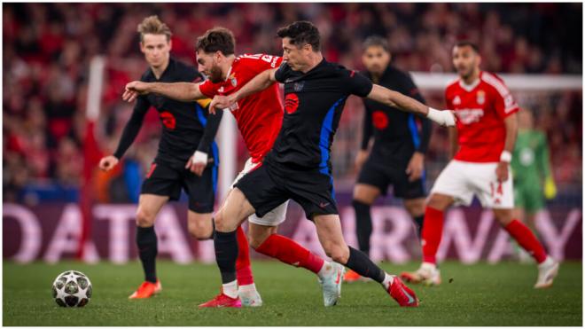 Robert Lewandowski, durante el Benfica-Barcelona (foto: FC Barcelona)