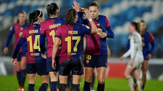 Las jugadoras del FC Barcelona celebran un gol ante el Real Madrid (Foto: Europa Press)